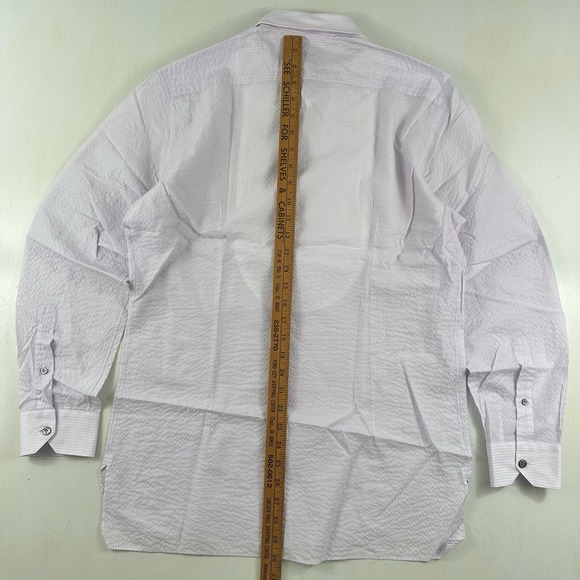 Lanvin‎ Men's Popover Bib Shirt 40 15 3/4 Medium Lavender Purple Made In Italy - Picture 13 of 15